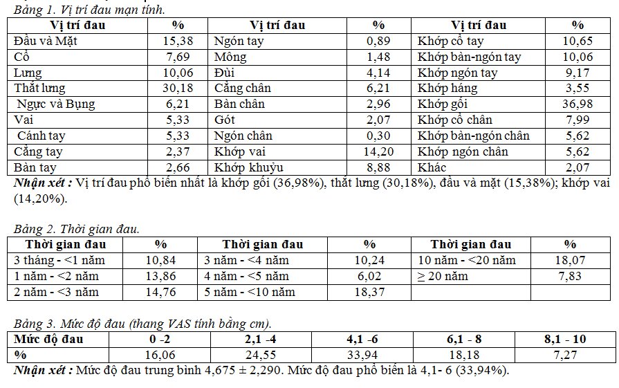 Cơ cấu, tỷ lệ và các yếu tố liên quan đến đau mạn tính tại thành phố Hồ Chí Minh