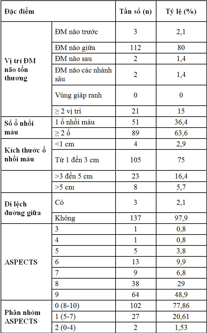 Đặc điểm lâm sàng, cận lâm sàng nhồi máu não cấp tại bệnh viện Đa khoa trung tâm Tiền Giang